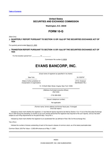Vorschaubild Evans Bancorp 10-Q Quartalsbericht  