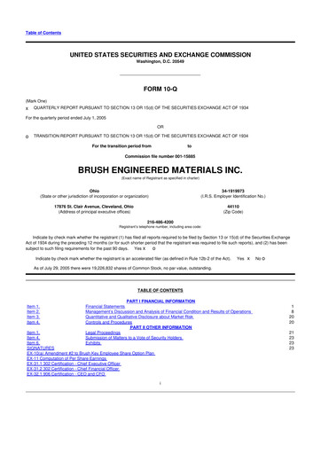 Miniature Materion
 10-Q Rapport trimestriel  