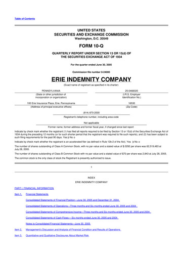 Thumbnail Erie Indemnity 10-Q Quarterly Report FY 