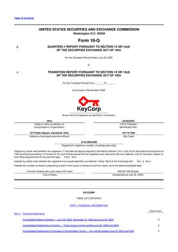 Thumbnail KeyCorp (KeyBank) 10-Q Quarterly Report FY 