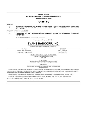 Vorschaubild Evans Bancorp 10-Q Quartalsbericht  