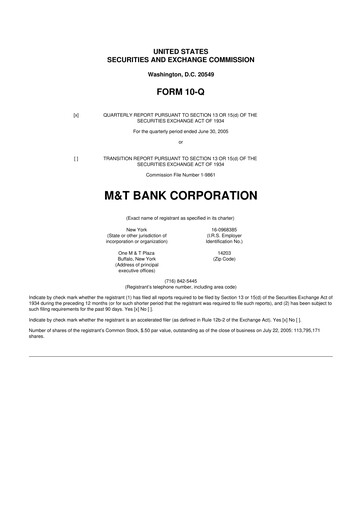 Thumbnail M&T Bank 10-Q Quarterly Report FY 