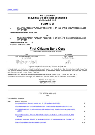 Thumbnail Civista Bancshares
 10-Q Quarterly Report FY 