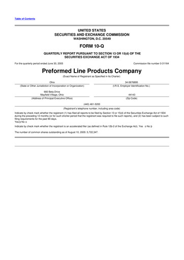 Vorschaubild Preformed Line Products 10-Q Quartalsbericht  