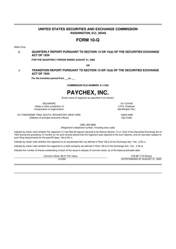 Thumbnail Paychex 10-Q Quarterly Report FY 