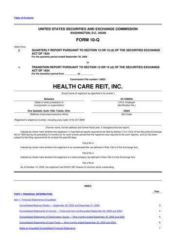 Thumbnail Welltower
 10-Q Quarterly Report FY 