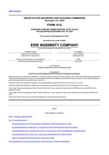 Thumbnail Erie Indemnity 10-Q Quarterly Report FY 