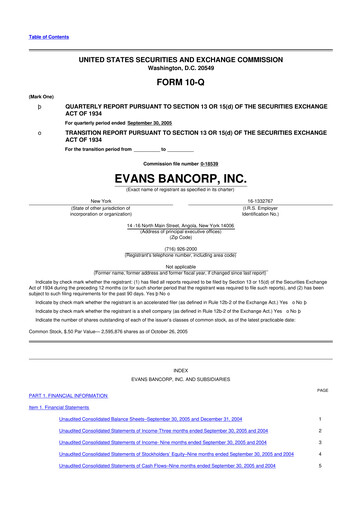 Vorschaubild Evans Bancorp 10-Q Quartalsbericht  