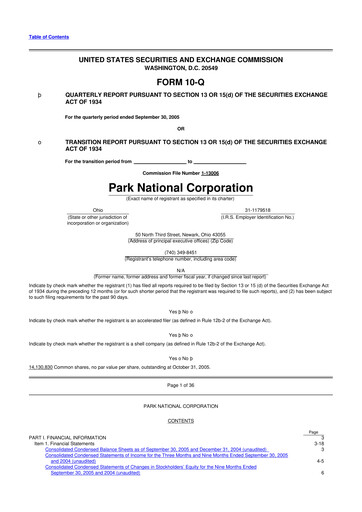 Vorschaubild Park National Corp 10-Q Quartalsbericht  