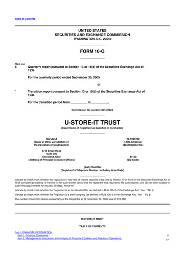 Thumbnail CubeSmart
 10-Q Quarterly Report FY 