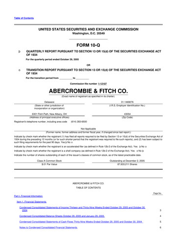 Thumbnail Abercrombie & Fitch 10-Q Quarterly Report FY 