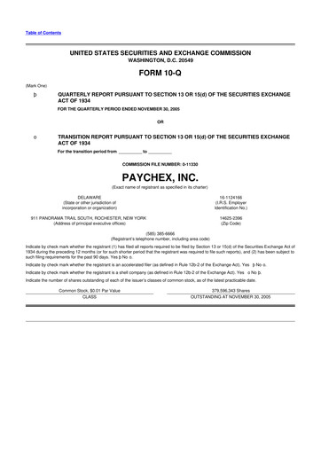 Thumbnail Paychex 10-Q Quarterly Report FY 