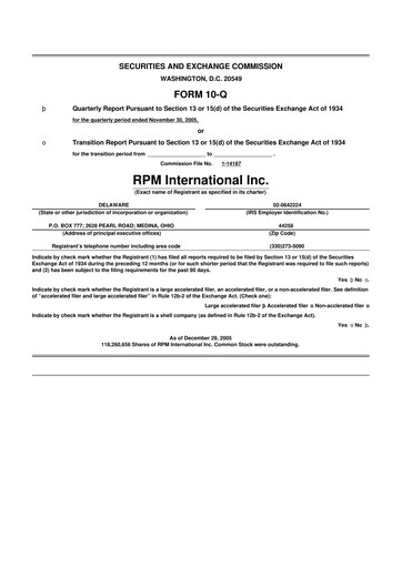Thumbnail RPM International
 10-Q Quarterly Report FY 