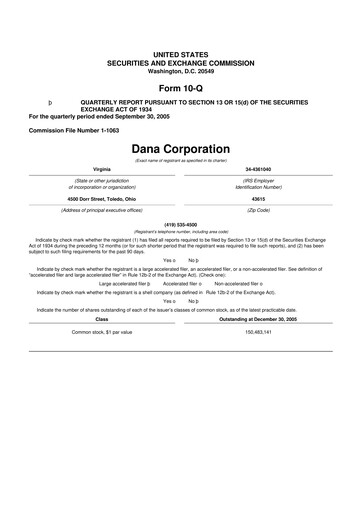 Thumbnail Dana Incorporated 10-Q Quarterly Report FY 