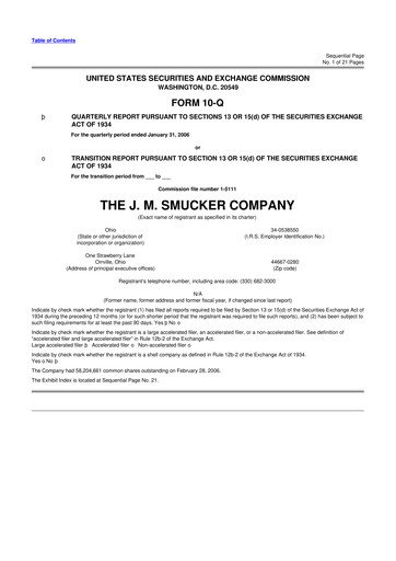 Thumbnail J.M. Smucker Company 10-Q Quarterly Report FY 
