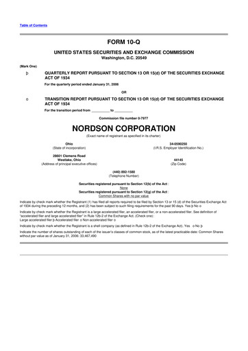 Thumbnail Nordson 10-Q Quarterly Report FY 