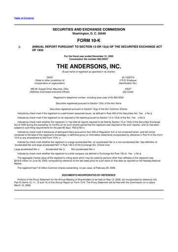 Vorschaubild The Andersons, Inc. 10-K Jahresbericht 