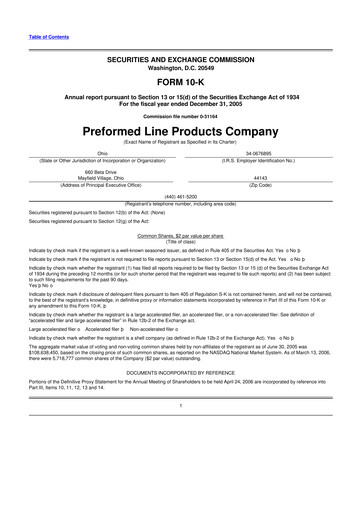 Vorschaubild Preformed Line Products 10-K Jahresbericht 