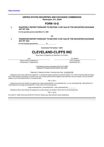 Thumbnail Cleveland-Cliffs 10-Q Quarterly Report FY 