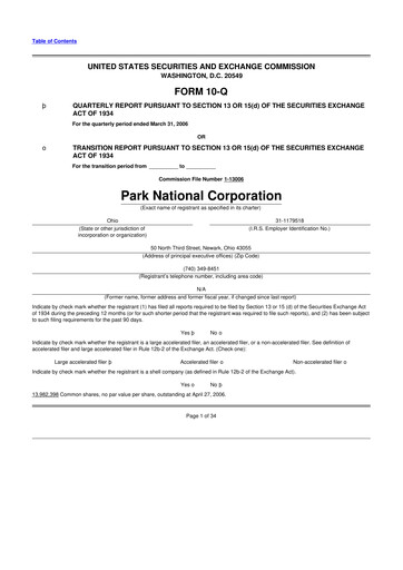 Vorschaubild Park National Corp 10-Q Quartalsbericht  