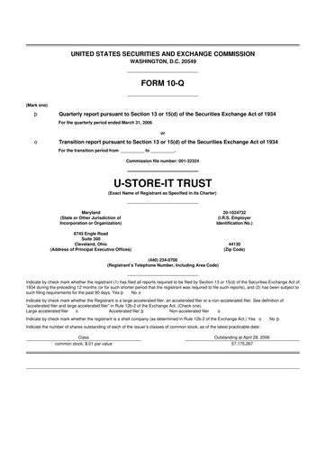 Thumbnail CubeSmart
 10-Q Quarterly Report FY 