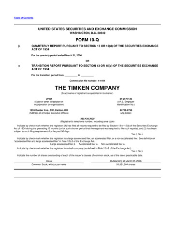 Thumbnail Timken Company
 10-Q Quarterly Report FY 