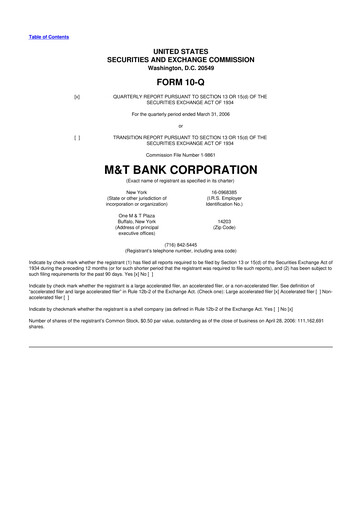 Thumbnail M&T Bank 10-Q Quarterly Report FY 