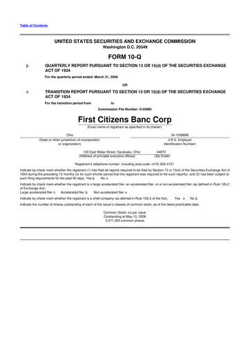 Thumbnail Civista Bancshares
 10-Q Quarterly Report FY 