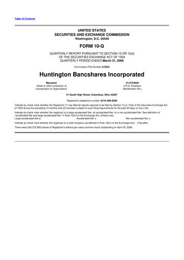 Thumbnail Huntington Bancshares
 10-Q Quarterly Report FY 