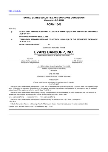 Vorschaubild Evans Bancorp 10-Q Quartalsbericht  