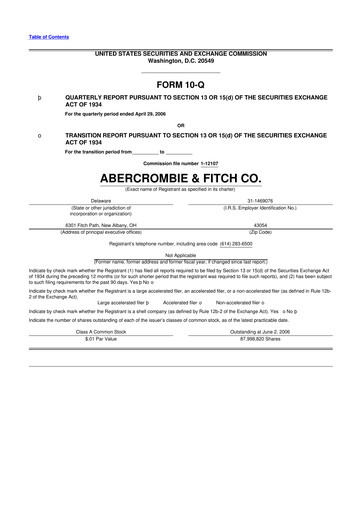 Thumbnail Abercrombie & Fitch 10-Q Quarterly Report FY 