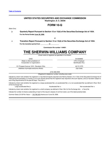 Thumbnail Sherwin-Williams 10-Q Quarterly Report FY 