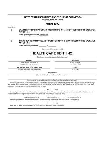 Thumbnail Welltower
 10-Q Quarterly Report FY 