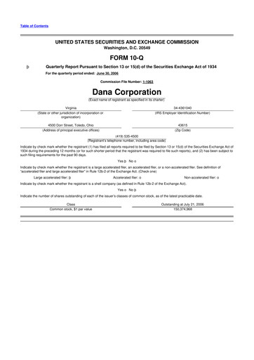 Thumbnail Dana Incorporated 10-Q Quarterly Report FY 