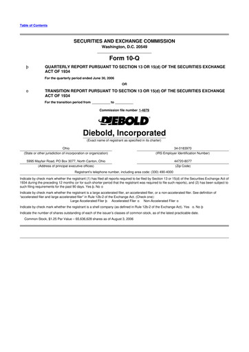 Miniature Diebold Nixdorf
 10-Q Rapport trimestriel  