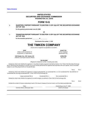 Thumbnail Timken Company
 10-Q Quarterly Report FY 