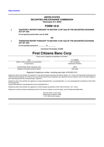 Thumbnail Civista Bancshares
 10-Q Quarterly Report FY 