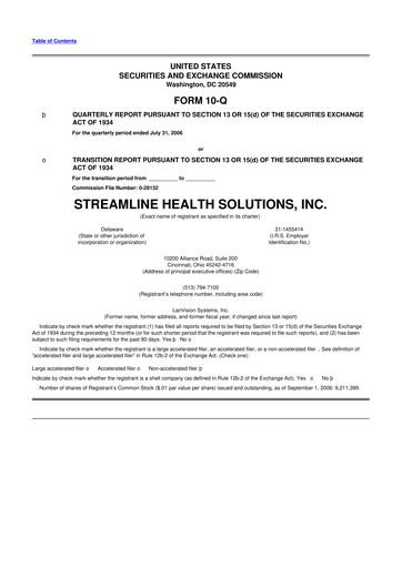 Thumbnail Streamline Health Solutions 10-Q Quarterly Report FY 