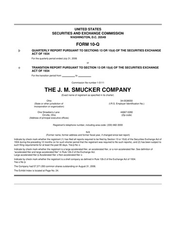 Thumbnail J.M. Smucker Company 10-Q Quarterly Report FY 