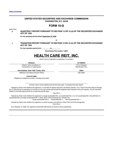 Thumbnail Welltower
 10-Q Quarterly Report FY 