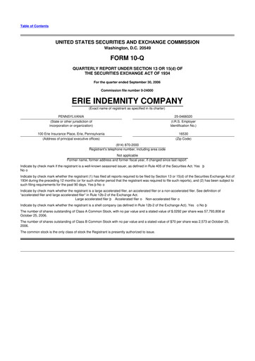 Thumbnail Erie Indemnity 10-Q Quarterly Report FY 