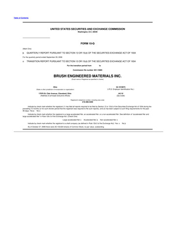 Miniature Materion
 10-Q Rapport trimestriel  
