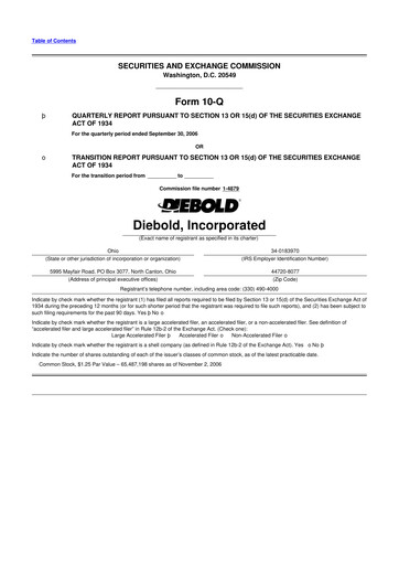 Miniature Diebold Nixdorf
 10-Q Rapport trimestriel  