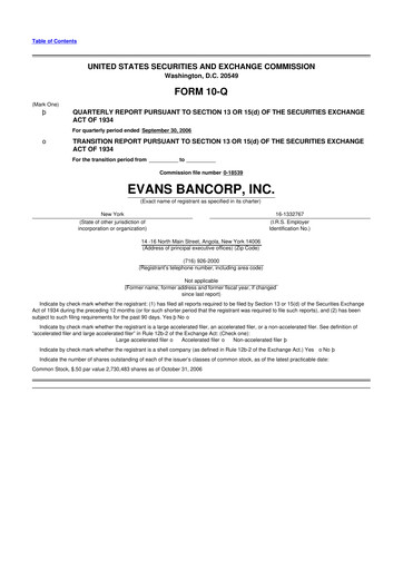 Vorschaubild Evans Bancorp 10-Q Quartalsbericht  
