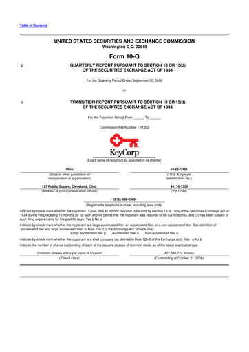 Thumbnail KeyCorp (KeyBank) 10-Q Quarterly Report FY 