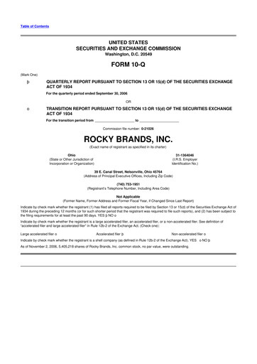 Thumbnail Rocky Brands 10-Q Quarterly Report FY 