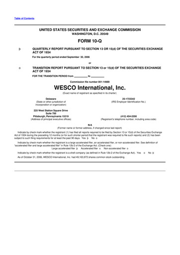 Thumbnail WESCO International
 10-Q Quarterly Report FY 