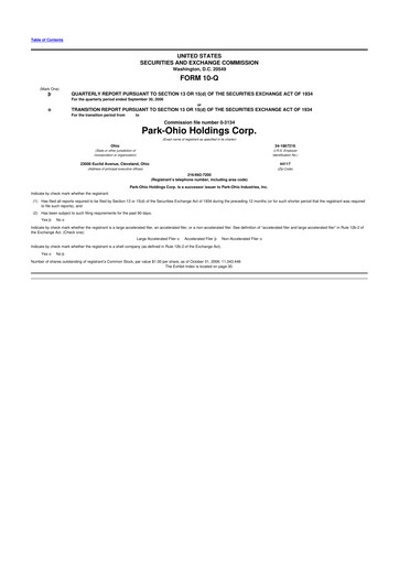 Thumbnail ParkOhio Holdings Corp. 10-Q Quarterly Report FY 