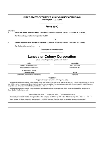 Thumbnail The Marzetti Company 10-Q Quarterly Report FY 