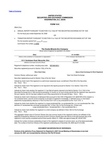 Thumbnail ScottsMiracle-Gro 10-K Annual Report 